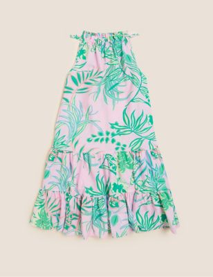 Cotton Rich Tropical Print Dress (6-16 Yrs)
