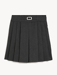 Girls Kids M&S School Skirt Uniform Pleated Buckle Adjustable Waist Black & Grey