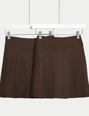 H Girls Box Pleat All Round Elasticated Skirt School Uniform Kids Skirts 