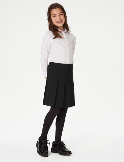 Girls' Black Senior Plus Fit Permanent Pleats School Skirt