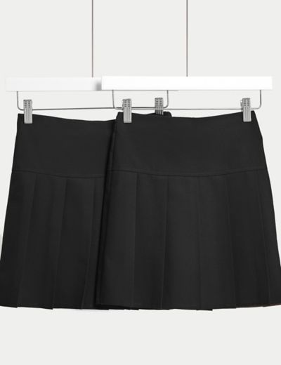 2pk Girls' Plus Fit Pleated School Skirts (2 - 18 Yrs), M&S Collection