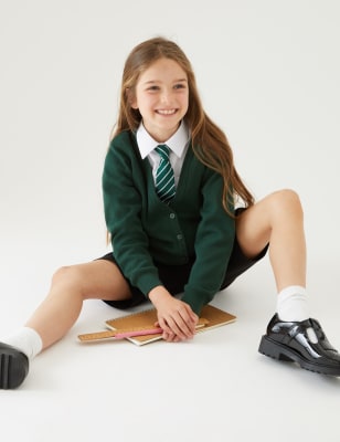dark green school cardigan
