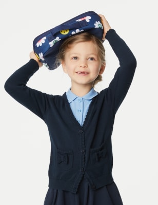 navy school cardigan with pockets