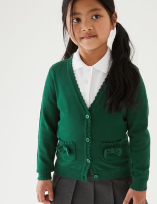 dark green school cardigan