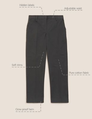 Girls' Regular Fit Cotton School Trousers (2-18 Yrs)