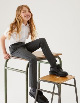 Girls' Skinny Leg Belted School Trousers (2-18 Yrs)