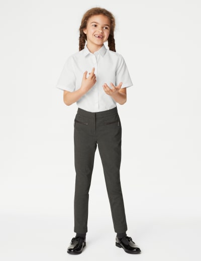 Girls' Super Skinny Leg Zip School Trousers (2-18 Yrs), M&S Collection