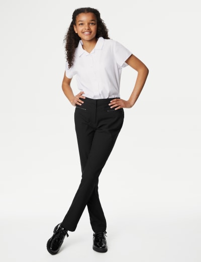 Skinny leg black school trousers clearance