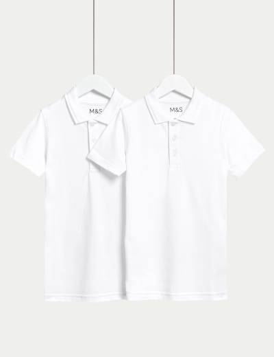 3pk Unisex Pure Cotton School Polo Shirts 2 16 Yrs M S