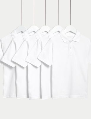 5pk Unisex Pure Cotton School Polo Shirts (2-18 Yrs)