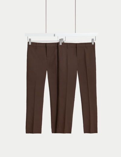 2pk Boys' Slim Leg School Trousers (2-18 Yrs), M&S Collection