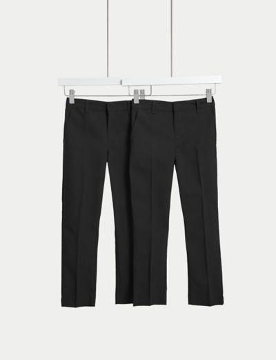 2pk Boys Slim Leg Longer Length School Trousers (2-18 Yrs), M&S Collection