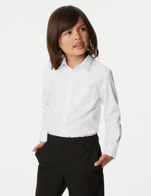 EX M&S Girls White Short Sleeve School Blouse Shirt Embroidered 5 6 7 8 9 10 11 