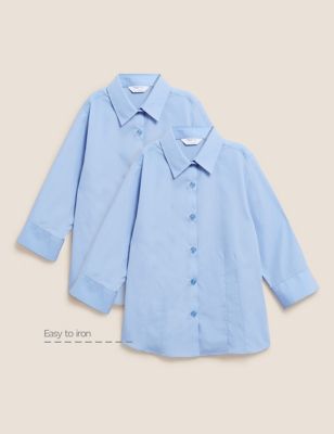 2pk Girls' 3/4 Sleeve Easy Iron School Shirts (2-16 Yrs)