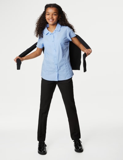 3pk Girls Easy Iron School Shirts 2 16 Yrs M S Collection M S