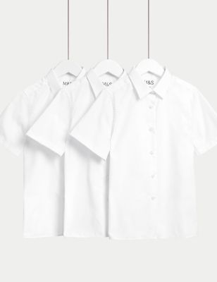 3pk Girls' Plus Fit Easy Iron School Shirts (4-18 Yrs)