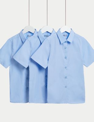 3pk Girls' Easy Iron School Shirts (2-16 Yrs)
