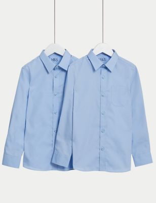 2pk Girls' Slim Fit Non-Iron School Shirts (2-18 Yrs)