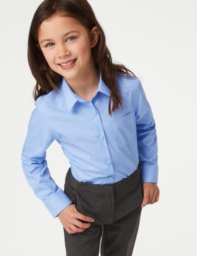 Girls button sales up shirt