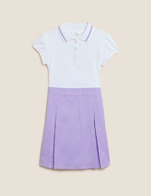Girls' 2 in 1 Gingham Pleated School Dress (2-14 Yrs)