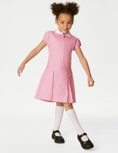 Girls' Pure Cotton Gingham School Dress (2-14 Yrs)