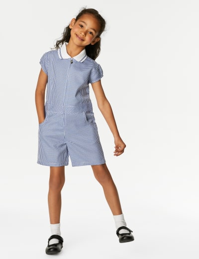 Girls Gingham School Playsuit 2 14 Yrs M S Collection M S