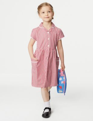 MARKS AND SPENCER  RED GINGHAM PLUS FIT SIZE SCHOOL DRESS 8 9 10 11 12 bnwt 