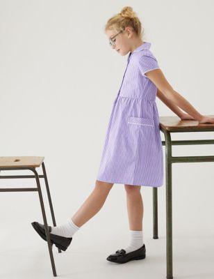 Girls' Pure Cotton Striped School Dress (2-14 Yrs)