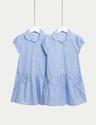 2pk Girls' Cotton Gingham School Dresses (2-14 Yrs)
