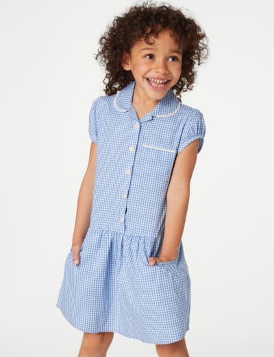 Light blue gingham school dress sale