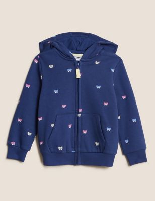 Cotton Rich Butterfly Print Hoodie (2-7 Yrs)