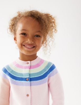 Pure Cotton Sequin Striped Cardigan  (2-7 Yrs)