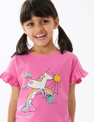 3pk Pure Cotton Unicorn & Spotty T-Shirts (2-7 Yrs)