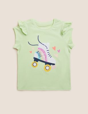 Pure Cotton Rollerskate Sequin T-Shirt (2-7 Yrs)