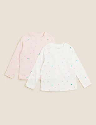 2pk Pure Cotton Spotted Tops (2-7 Yrs)