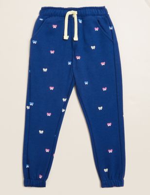 Cotton Rich Butterfly Print Joggers (2-7 Yrs)