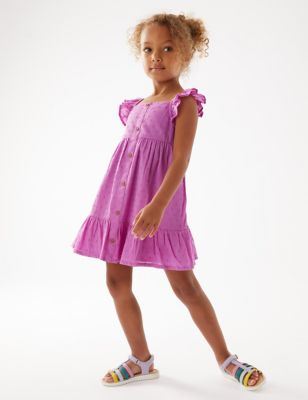 Pure Cotton Frill Tiered Dress (2-7 Yrs)