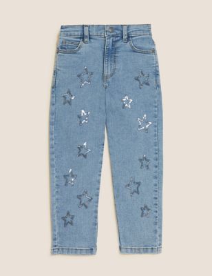 Regular Denim Sequin Star Jeans (2-7 Yrs)