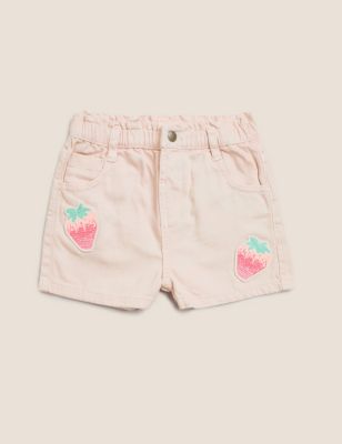 Cotton Rich Denim Embroidered Shorts (2-7 Yrs)