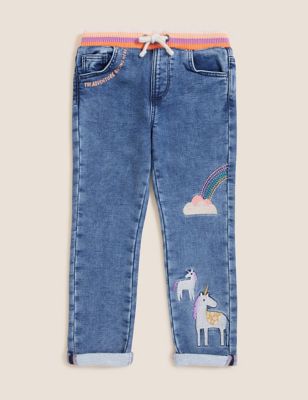 Regular Denim Unicorn Embroidered Jeans (2-7 Yrs)