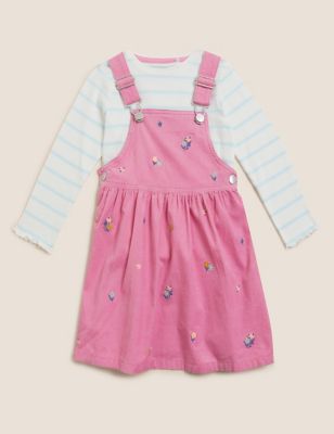 2pc Pure Cotton Floral Pinafore Outfit (2-7 Yrs)