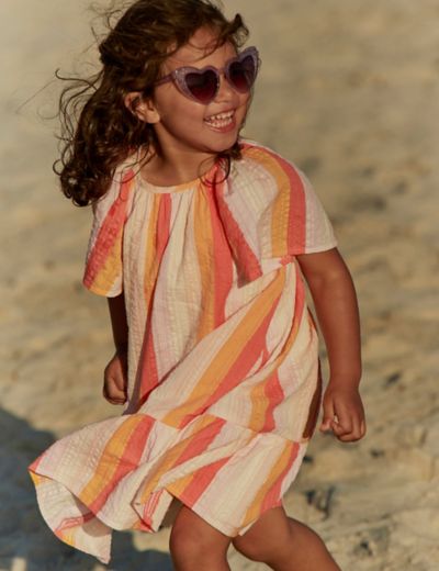 Pure Cotton Striped Printed Dress (2-8 Yrs), M&S Collection
