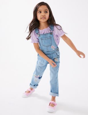 Denim Embroidered Dungarees (2-7 Yrs)