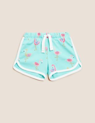 Pure Cotton Flamingo Print Shorts (2-7 Yrs)