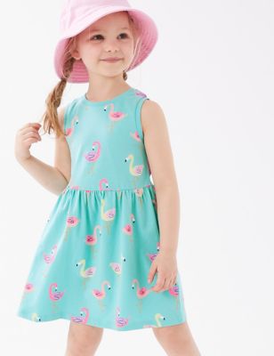 GIRLS FLORAL PRINT COTTON SLEEVELESS SUMMER DRESS 2 TO 7 YRS PINK RED GREEN 