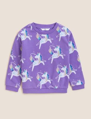 Cotton Rich Unicorn Print Sweatshirt (2-7 Yrs)