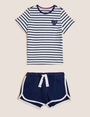 Pure Cotton Striped Top & Bottom Outfit (6-7 Yrs)