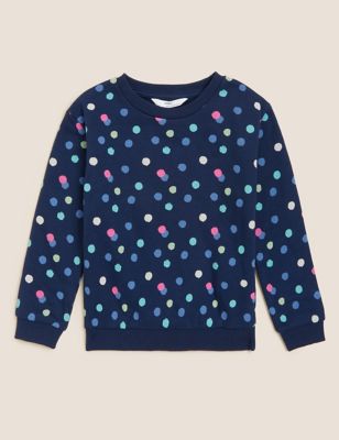 Cotton Rich Spot Print Sweatshirt (2-8 Yrs)