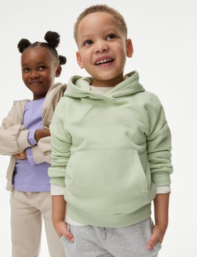 Cotton Rich Plain Hoodie 2 8 Yrs M S Collection M S