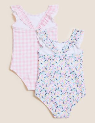 2pk Ditsy and Gingham Swimsuits (2-7 Yrs)